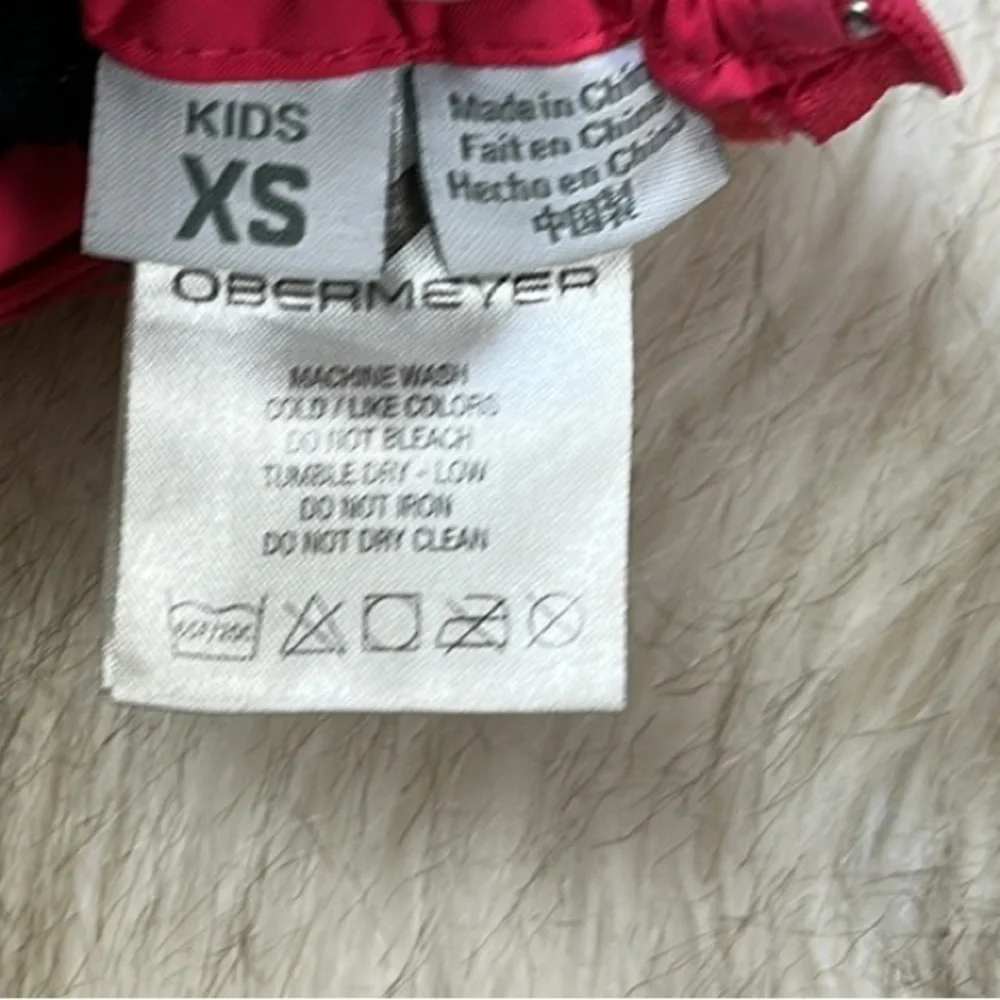 XS Obermeyer Kids' Pink and Black Mittens with Zipper and Velcro Strap